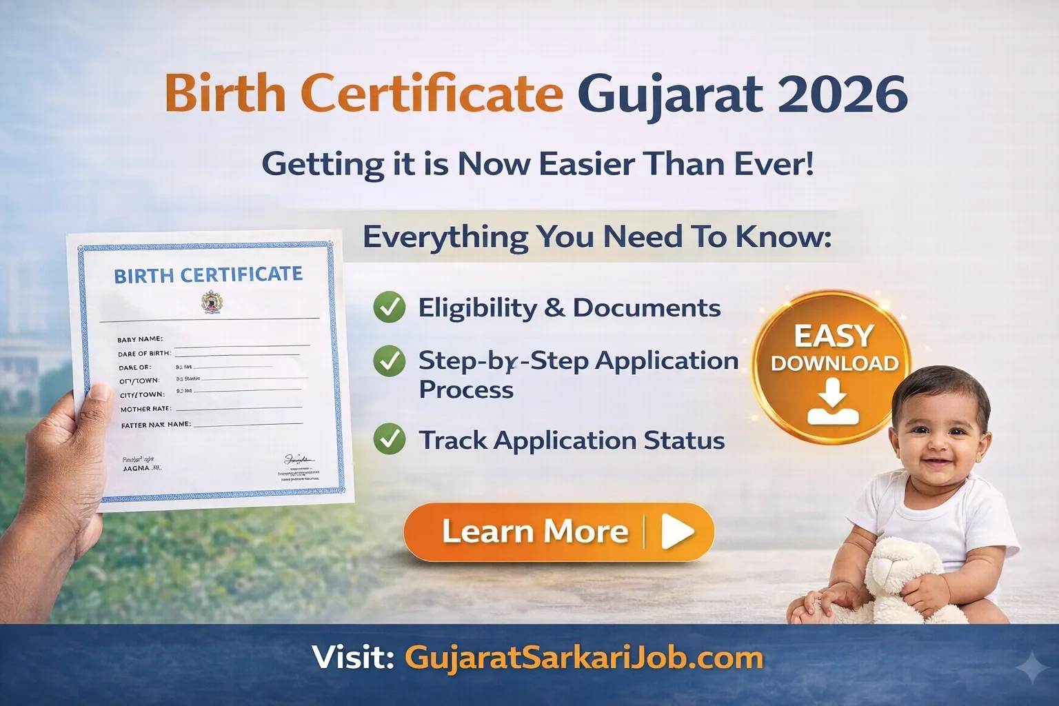 Birth Certificate Gujarat Online PDF Download and Name Change Process 2026