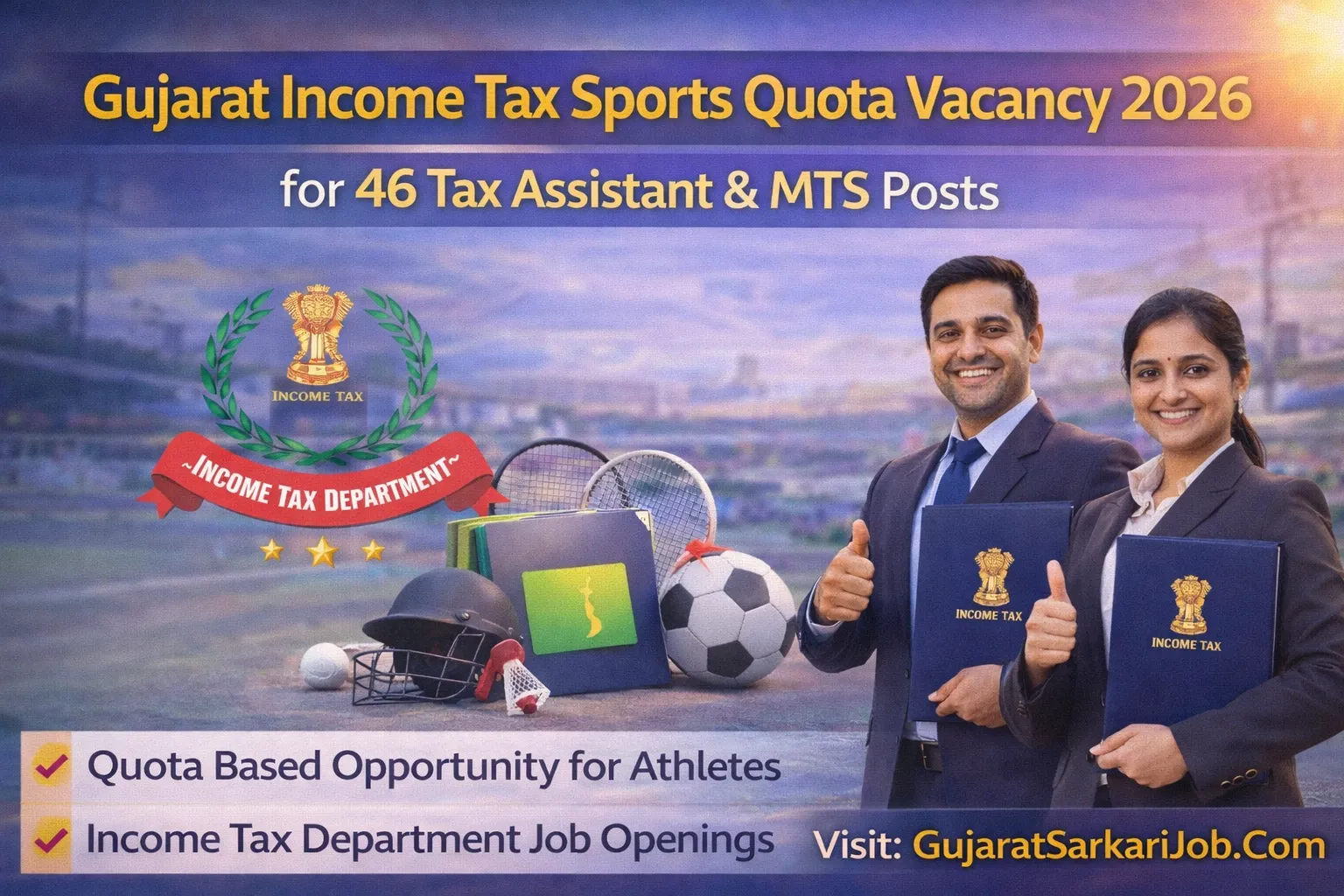 Detailed Table of Income Tax Sports Quota Vacancy 2026 Gujarat
