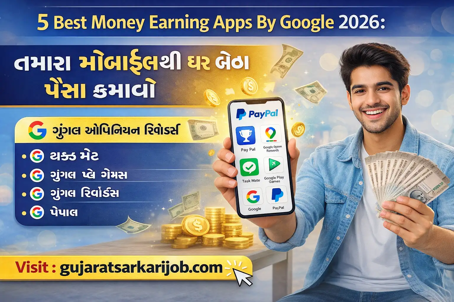 મોબાઈલથી ઘર બેઠા પૈસા કમાવવા માટેની ગૂગલની બેસ્ટ એપ્સ ૨૦૨૬