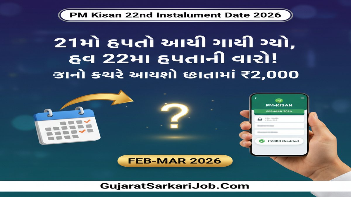 PM Kisan 22nd Instalment Date 2026 Status Check Gujarat