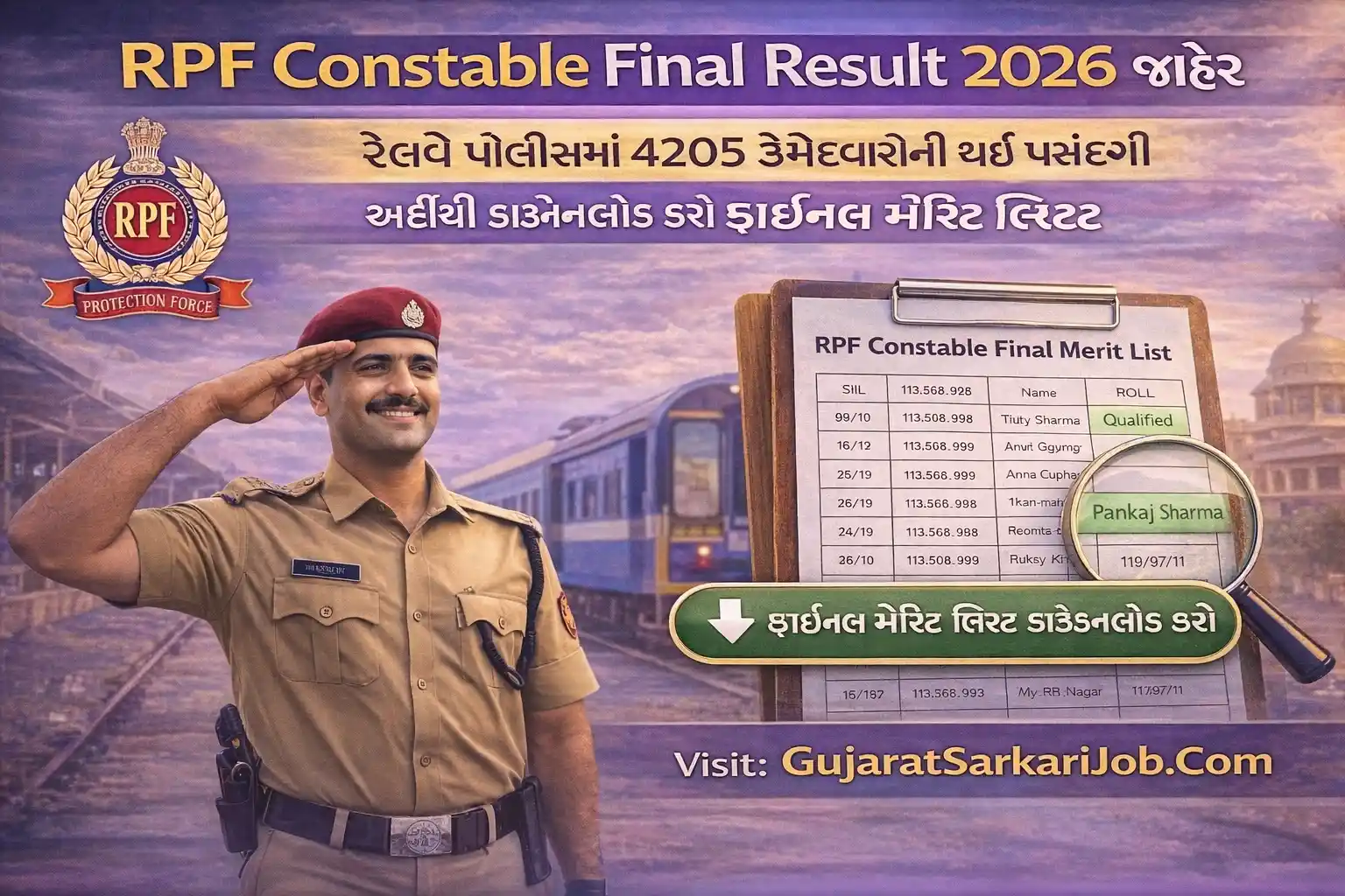 RPF Constable Final Result 2026 CEN 02/2024 Declared