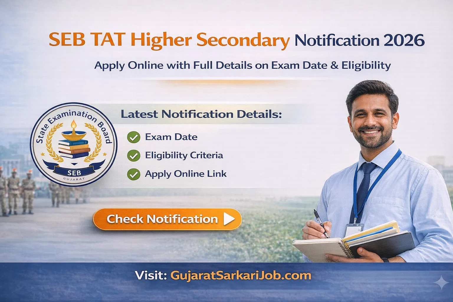 SEB TAT Higher Secondary Notification 2026 Exam Date and Eligibility Gujarat