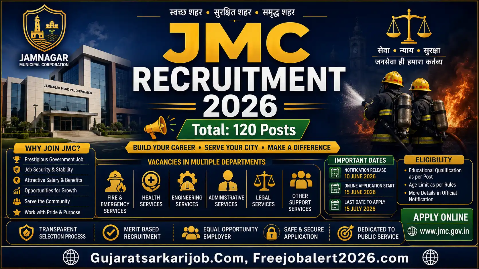jmc official gujarati recruitment notice covering advertisement schedule and municipal core seats