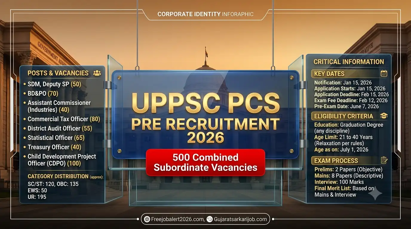 uppsc pcs pre recruitment details table illustrating registration dates entry fees matrices age limitations and vacancy metrics